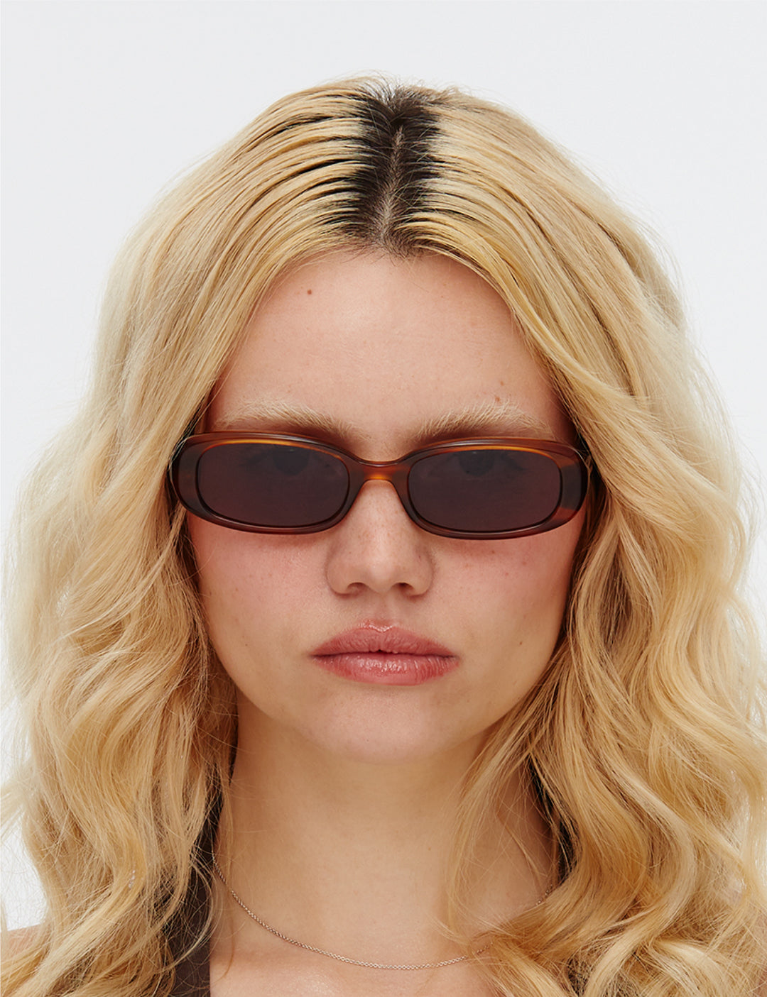 Aurora Sunglasses in Eco Caramel/Dark Green, Rectangular Slim Sunglasses with a darker lens.