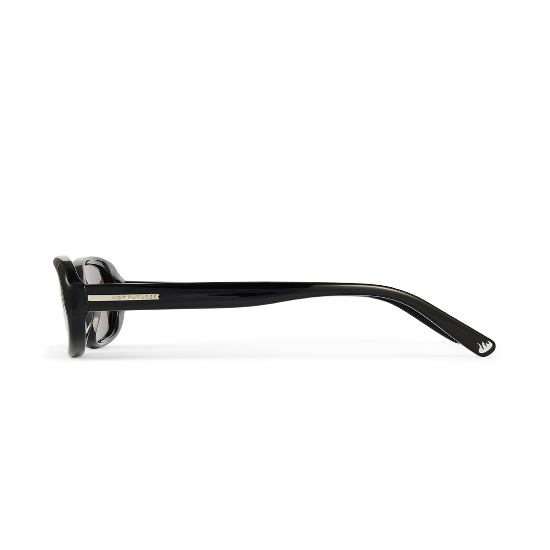 Hot Futures Gloss Black Sun Side Shot showing the Arms of the glasses