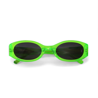 Neon Green Hot Futures Baby Racer sunglasses with a white background