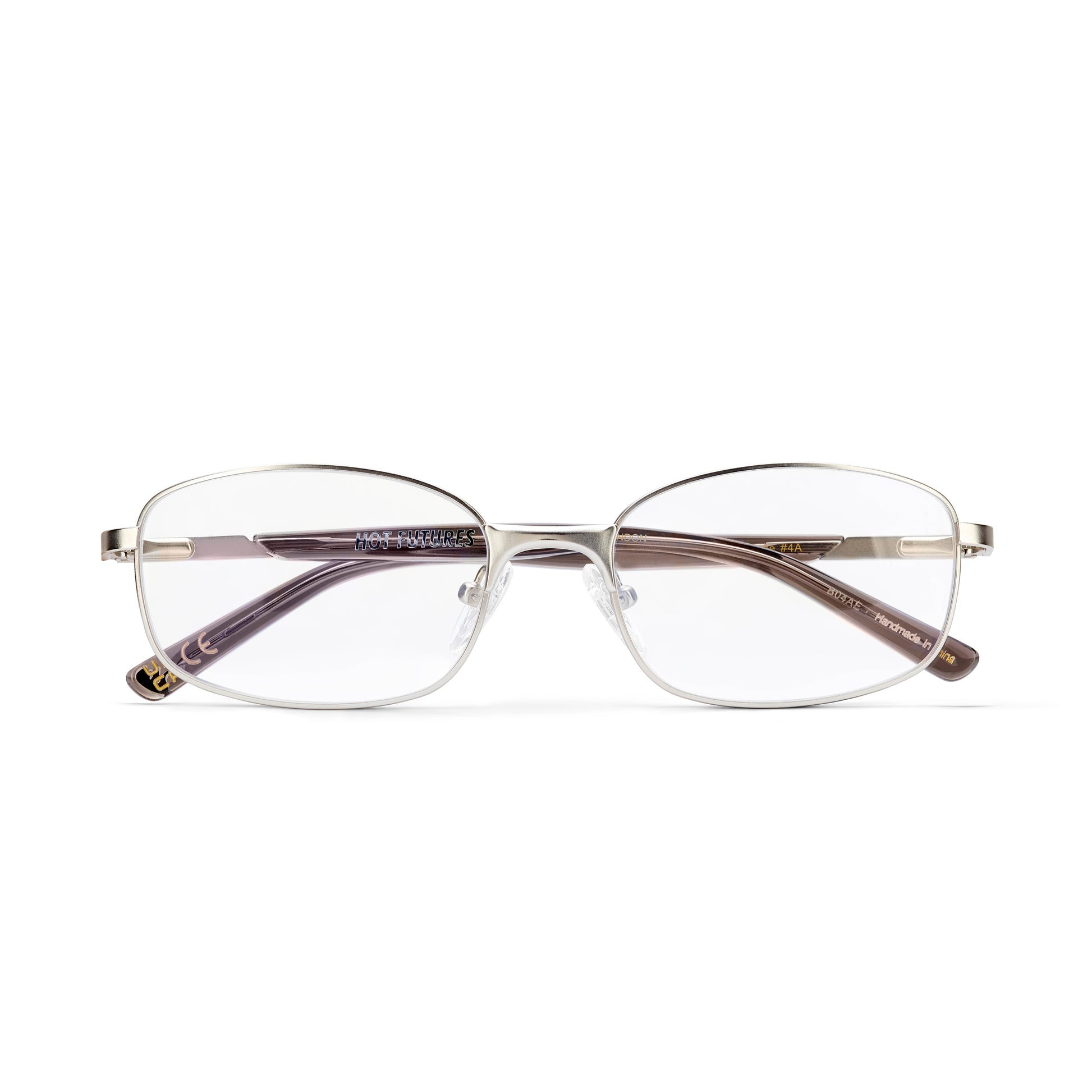 front shot of the blaze prescription glasses folded with arms