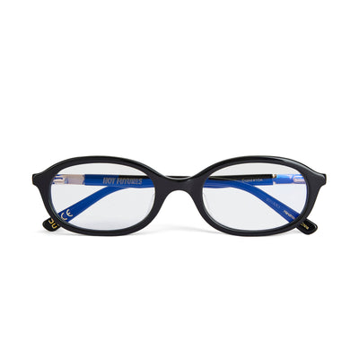 Close up shot of the cupid oval rounded eye glasses folded and shot against a white background