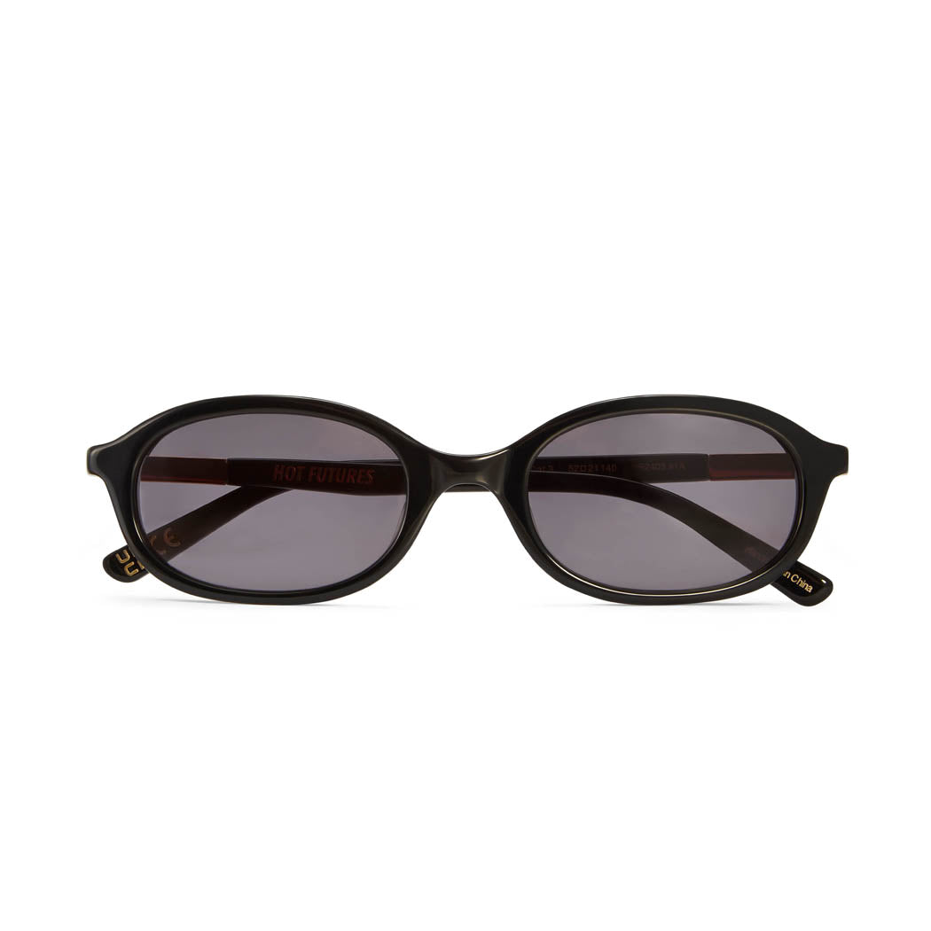 front folder shot of the gloss black cupid sunglasses against a white background