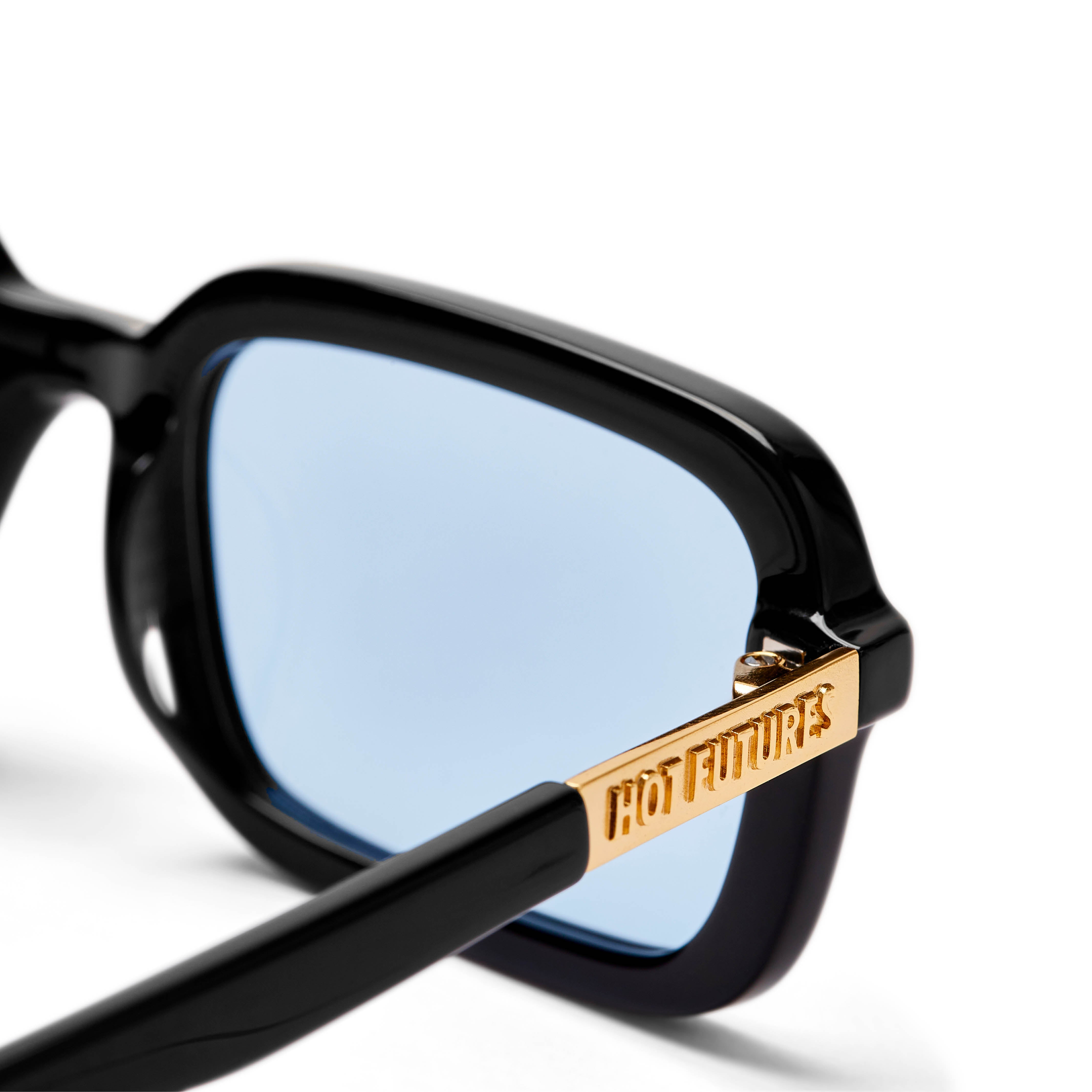 Black frame blue lens sunglasses best sale