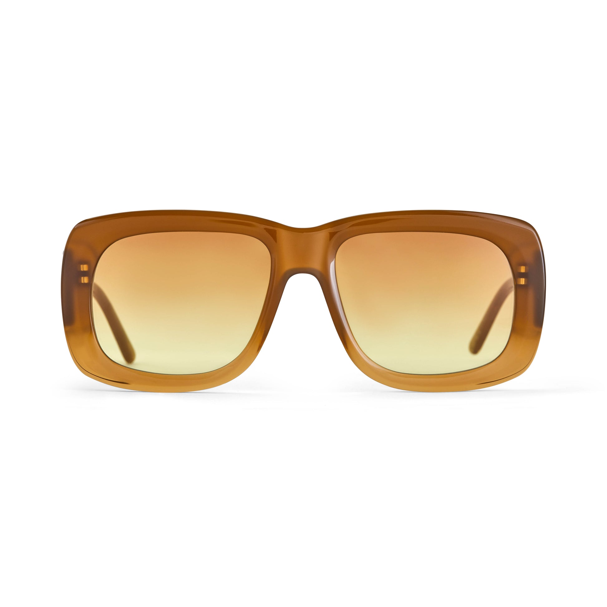Brown large square sunglasses with gradient lenses on a white background