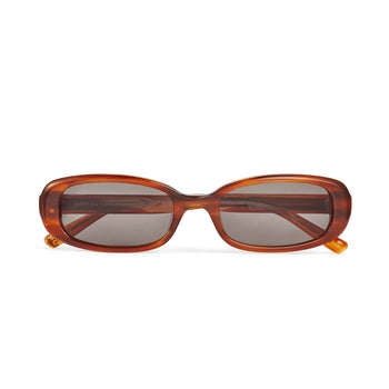 Hot Futures Eco Caramel Dark Green Sunglasses shot from the front showing their darker lens laid flat
