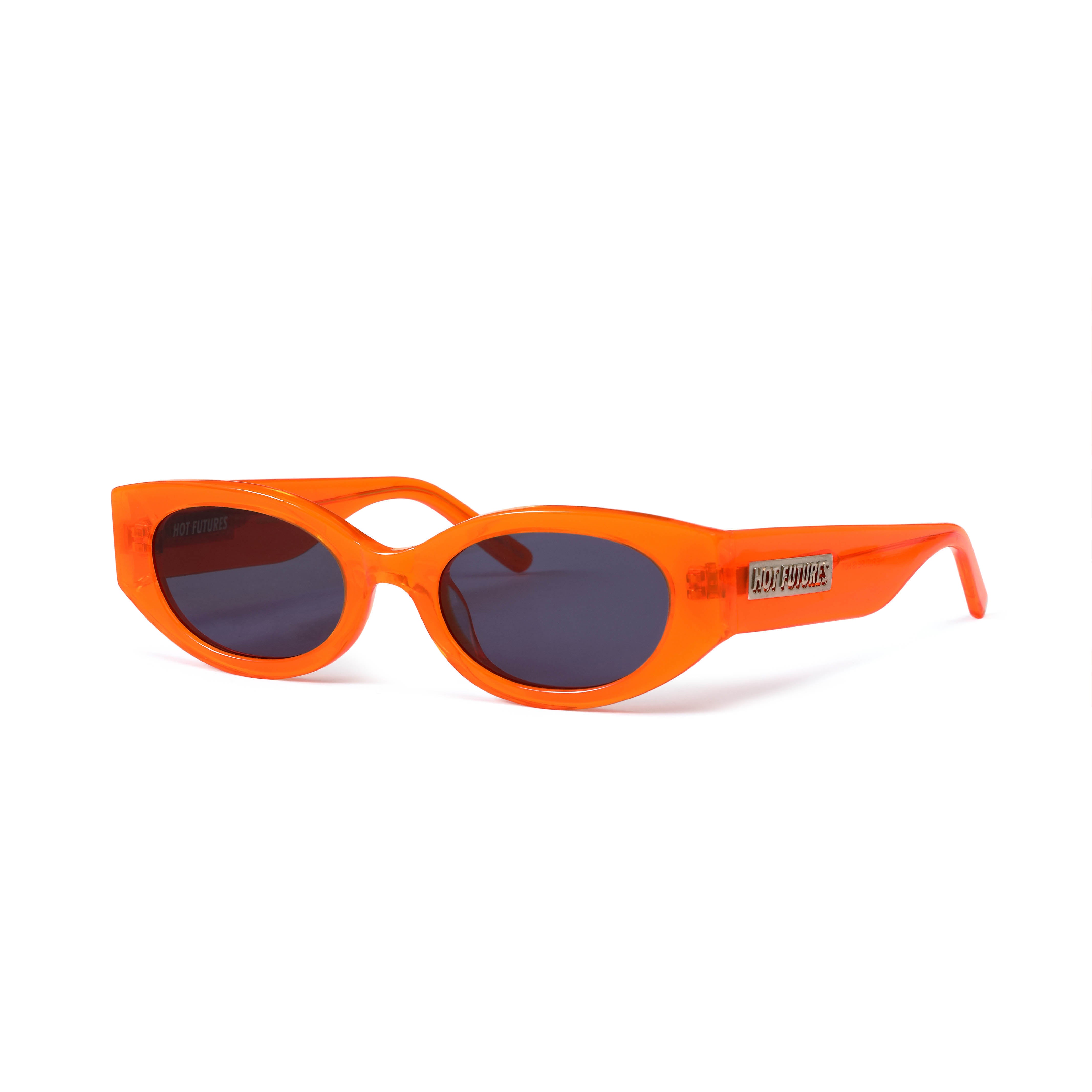 Oval Sunglasses Neon Orange Acetate Frame Smoke Lens Hot Futures