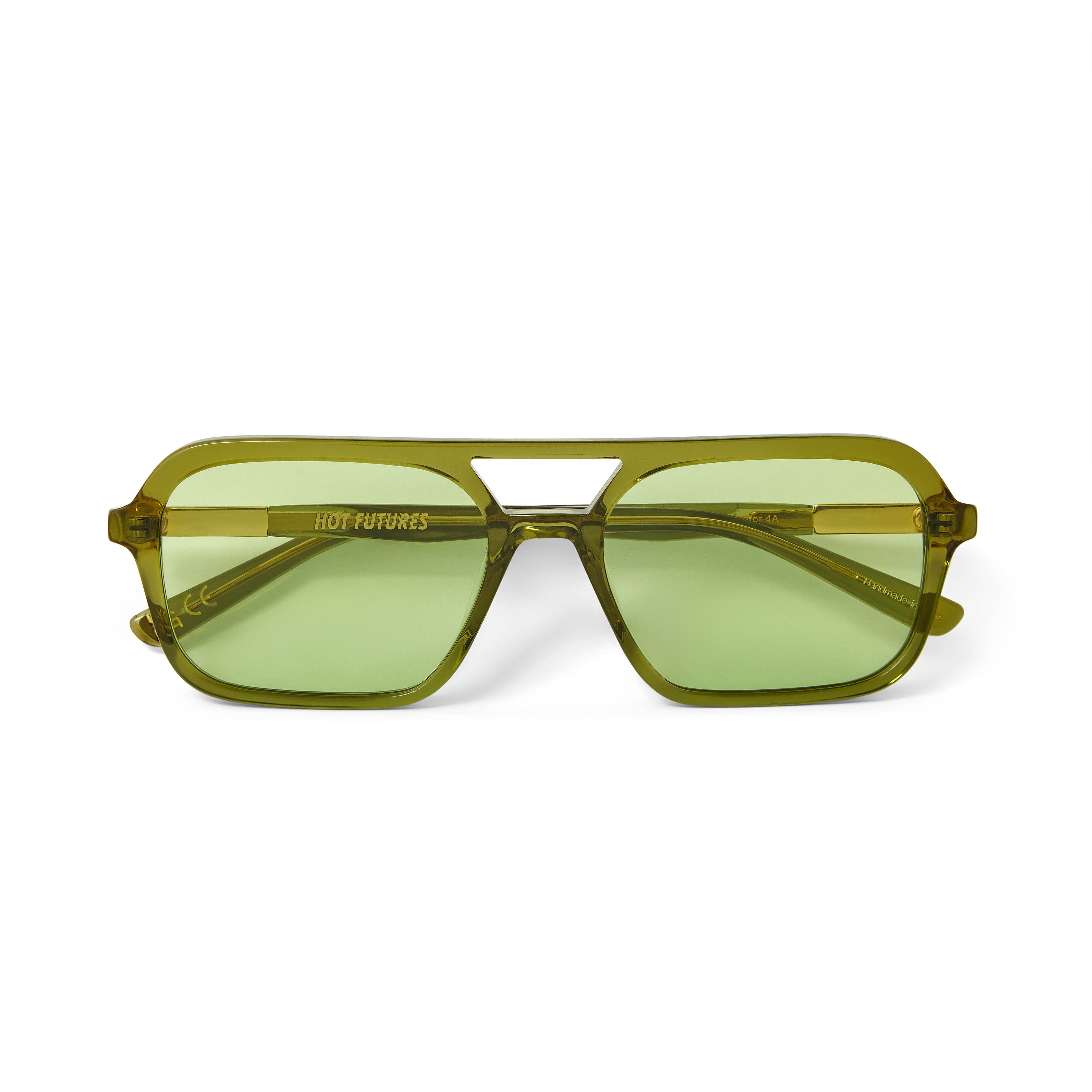 Aviator Sunglasses Clear Green Acetate Frame Green Lens Hot Futures