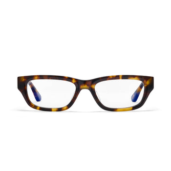 The Hot Futures Dove tortoiseshell blue light glasses shot against a white backdrop