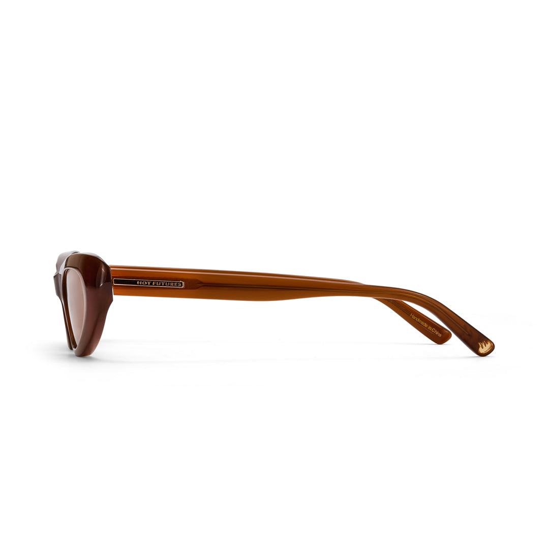 Brown sunglasses with a clear background