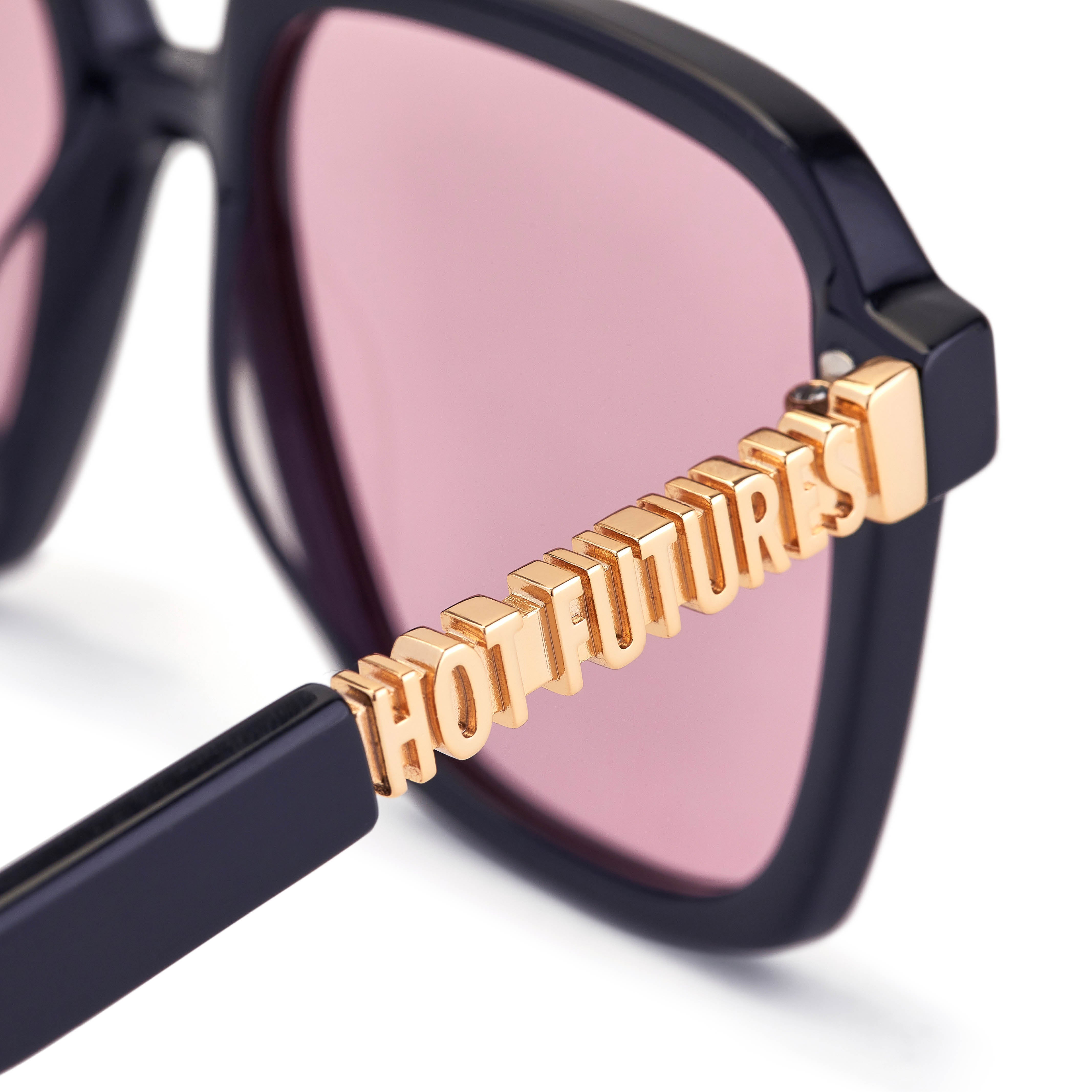 Black frame pink lens sunglasses best sale