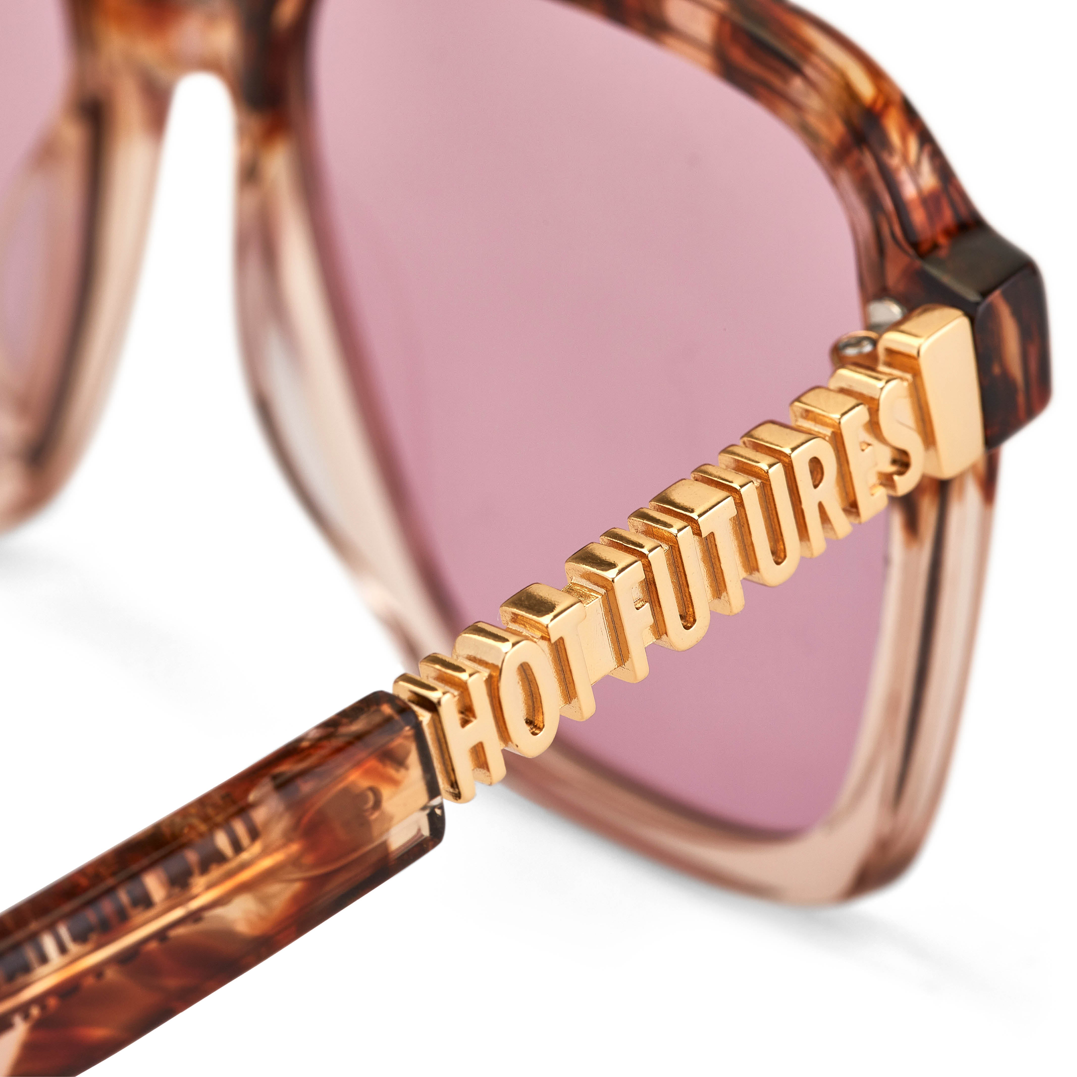 Aviator Sunglasses Tortoiseshell Acetate Frame Pink Lens Hot Futures