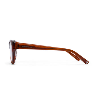 Brown eyeglasses on a white background