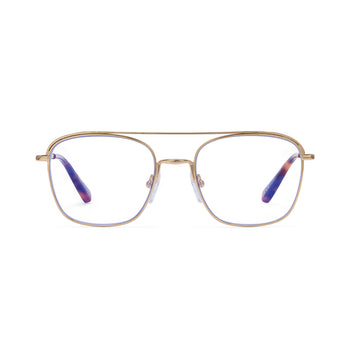 The Hot Futures old frame clear blue light lens glasses on a white backdrop