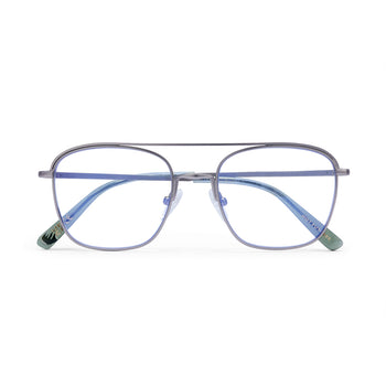Blue eyeglasses on a white background