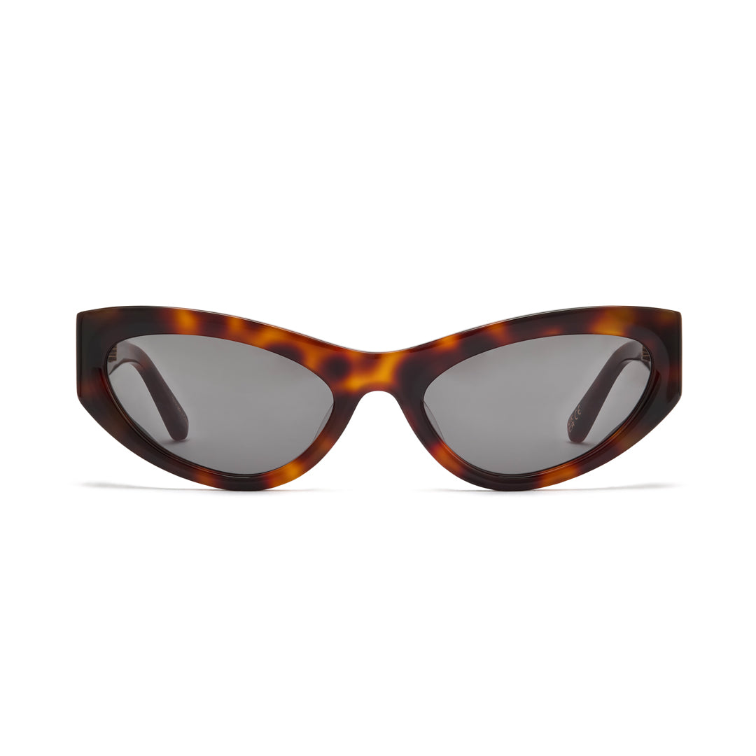 Hot Futures Storm Sunglasses in dark brown tortoiseshell with dark full UV protected lenses on a white backdrop